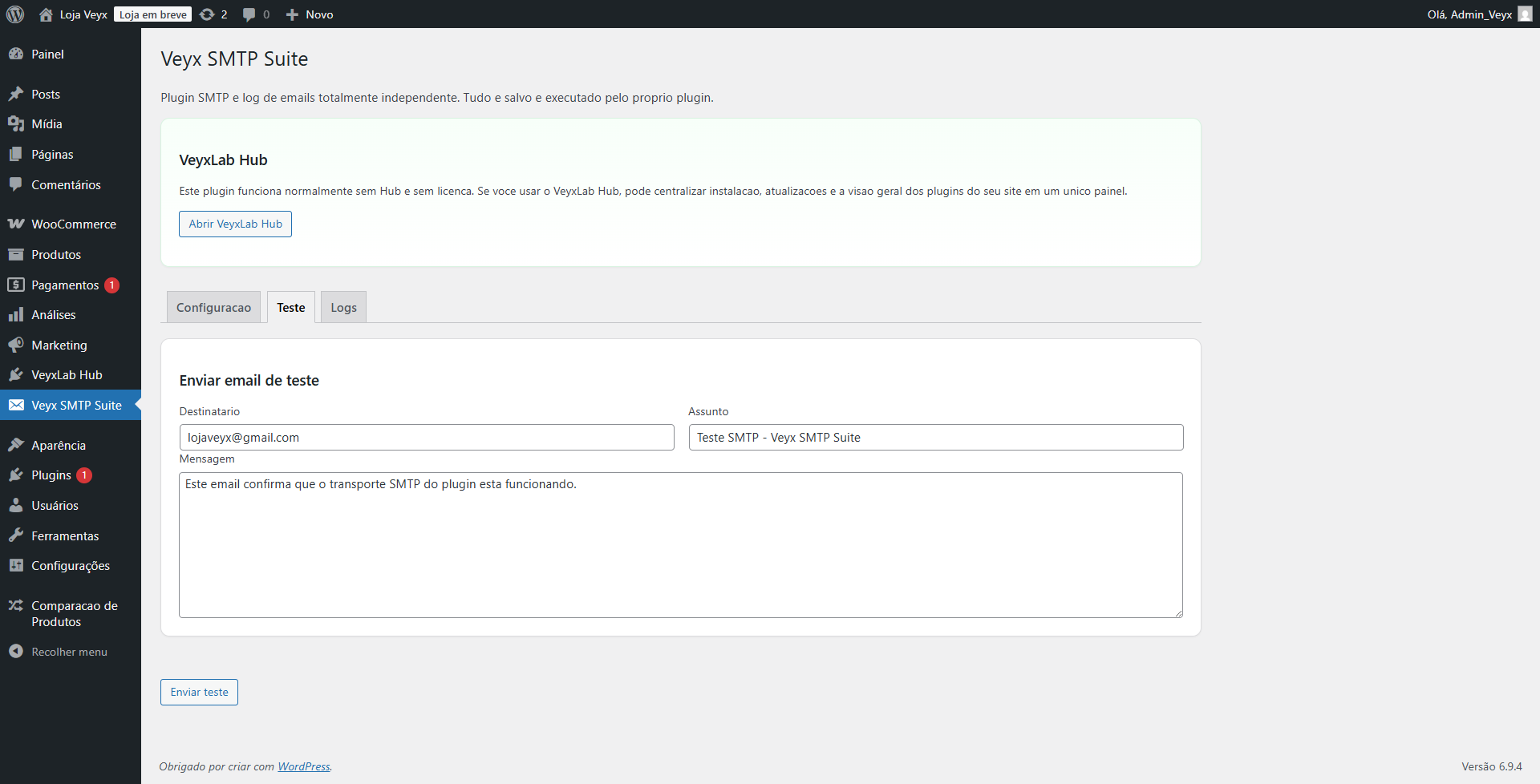 Screenshot Veyx SMTP Suite