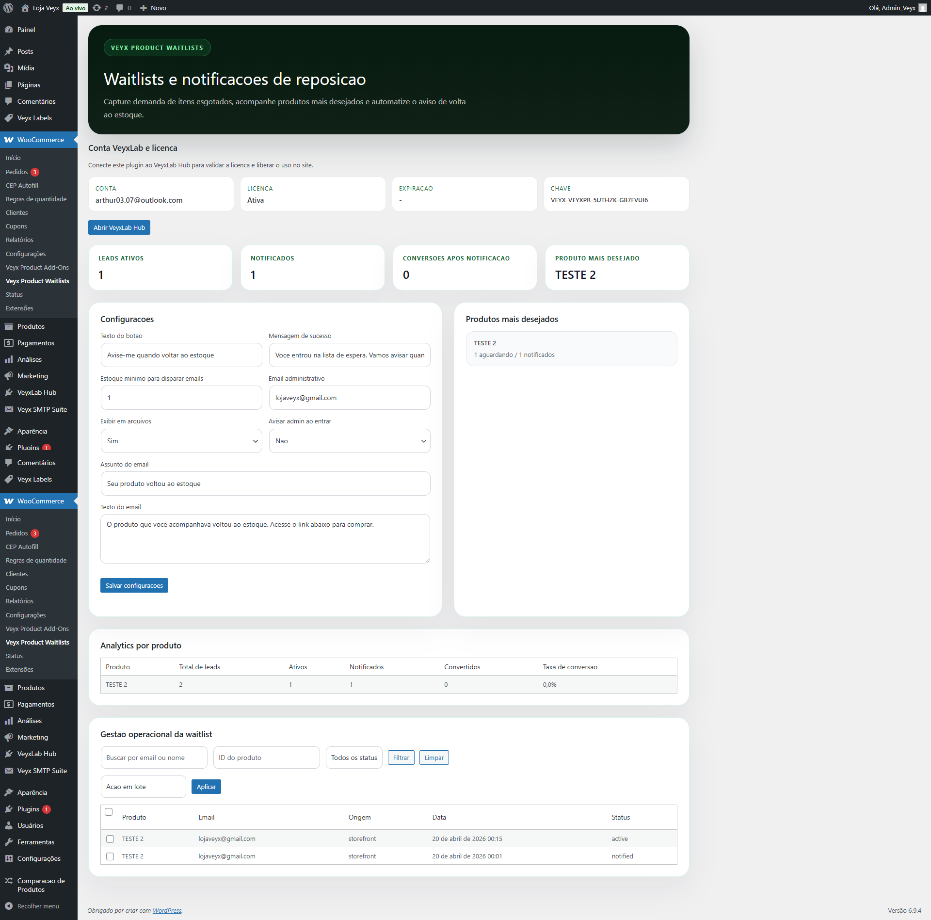 Screenshot Veyx Lista de Espera